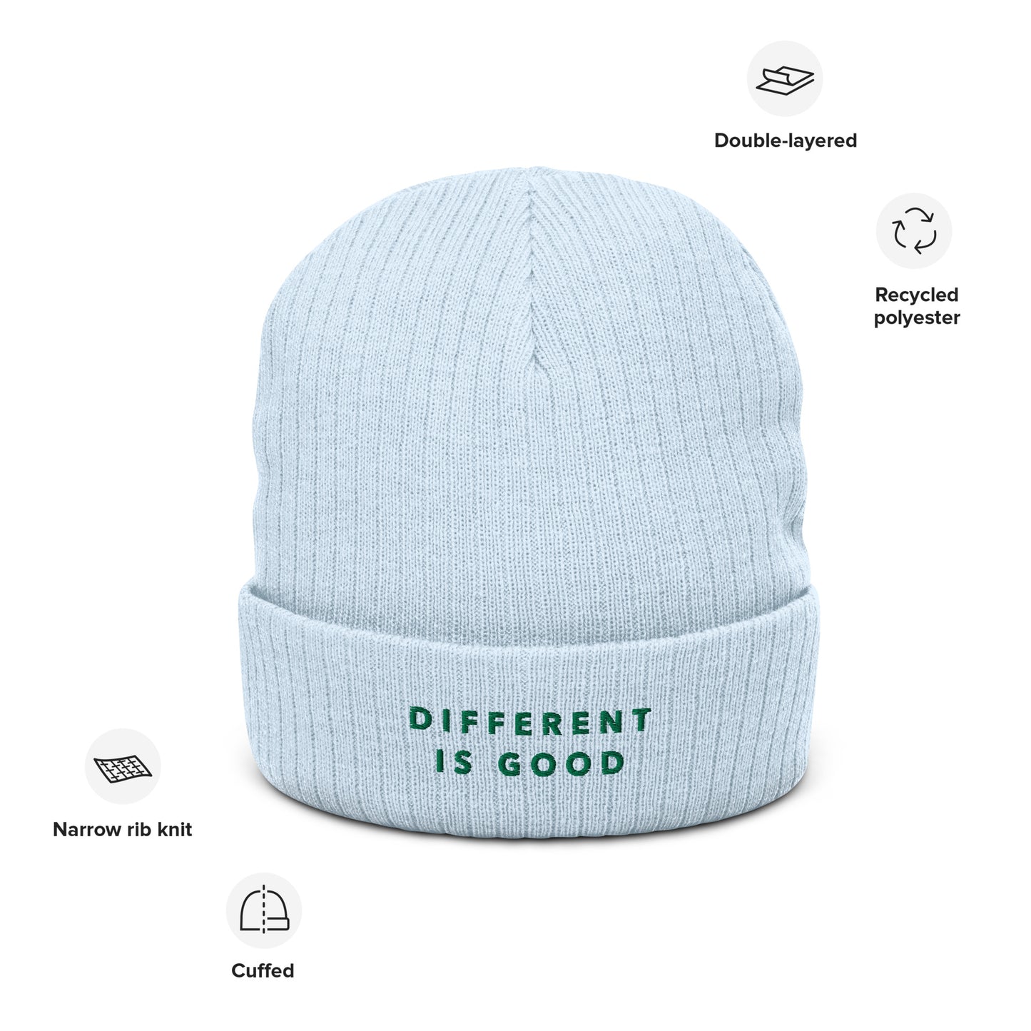 "Different Is Good" Ribbed Knit Beanie